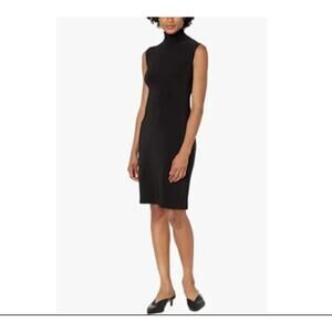 Norma Kamali Women's Black Slim Fit Sleeveless Turtle Dress to Knee Size XS